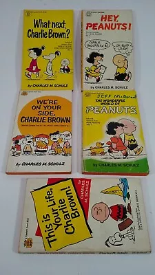 5 Vintage Peanuts Charlie Brown Snoopy Books Charles Schulz Late 60s Early 70s • $4