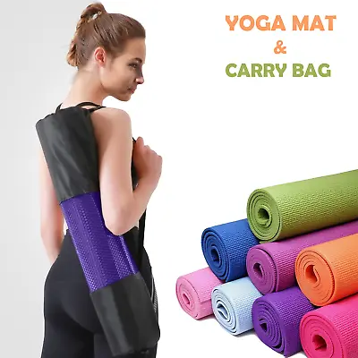 Non Slip 6mm Thick Large Sticky Yoga Mats Pilate Exercise Home Gym Workout Mat • £8.95