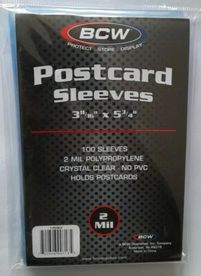 £6.75 • Buy Postcard Sleeves For Standard Size Antique Cards Pack Of 100 Clear Thin By BCW