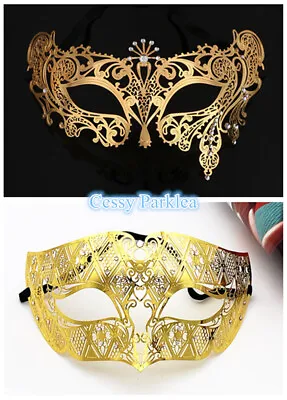 SN-F2-3  Men Women Masquerade Eye-Mask Venetian Costume Party Accessories Gold • $11.57