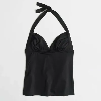 (F) J Crew Women's Swim Halter Top Size S Tankini Black Swim Bathing Suit • $19