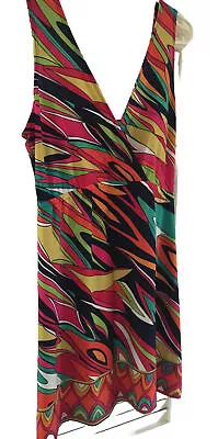 J Valdi Swim Cover Up Multi Color Retro Print Dress Size XL • $40