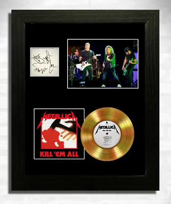 METALLICA Kill Em All Replica Signed GOLD Mini RECORD Style CD Display Framed. • £18.99