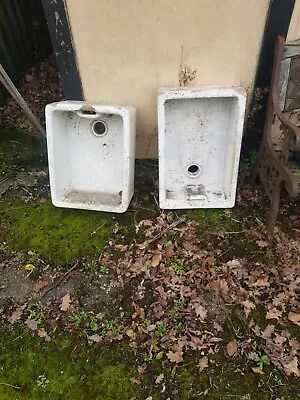 2 Off White Belfast Sinks  Ideal For Garden Planters Etc Some Cracks And Chips • £75