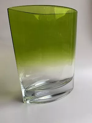 Stunning Citrus Green Glass Vase. Contemporary Oval Styling. 25cm Tall. • £6