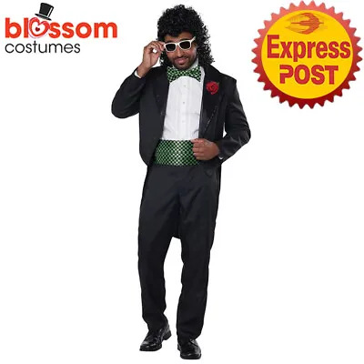 CA2813 80's Prom Date Black Tuxedo Retro 80s Halloween School Funny Mens Costume • $60.47