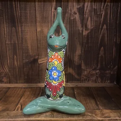 Talavera Pelican Mexican Pottery Yoga Frog Figure Large 15  Folk Art • $55