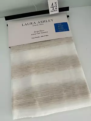 New Laura Ashley Window Curtains 4 FOUR Panels 38 X 84 Beige White Lightweight • $46.99