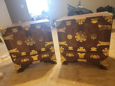 $850 • Buy Korean Tansu Style Mahogany Burl Chest / Cabinet Pair (selling Together)