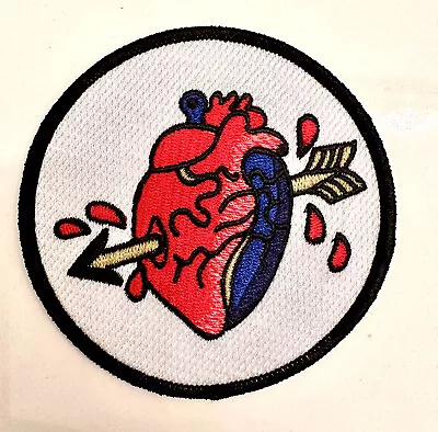 Heart Ache Shot Thru The Heart Iron On Sew On Patch 3” • $7