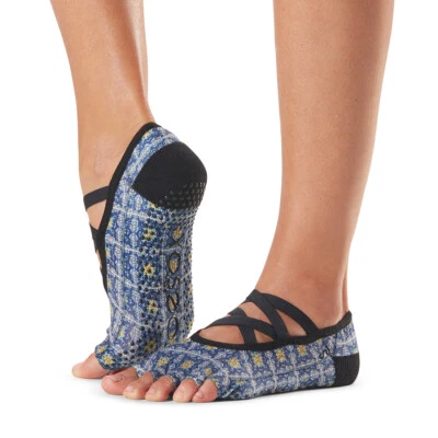 £9.82 • Buy TOESOX Womens Yoga Socks Elle Half Toe Grip Villa Pattern Size Small $24 - NIP