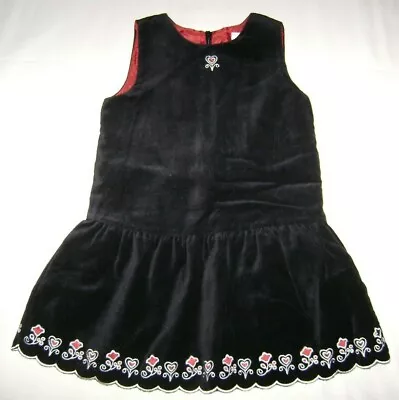 Hanna Andersson Black Velvet Dress/ Jumper W/ Cutouts & Red Lining 100  • $13.99