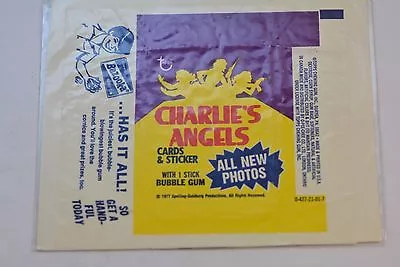 1977 Topps Charlie  Angel Cards & Sticker Wax Pack Wrapper With Bazooka Ad • $6.95