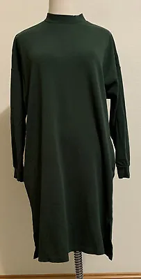 Monki Shirt Dress Loose Fit Tunic Sz M Dark Green 48” Chest 2 Pockets • $14.70