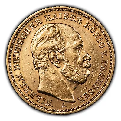 1887-A German States Prussia 20 Mark Gold Coin - KM505 - 0.2305 AGW - SKU-G2241 • $795