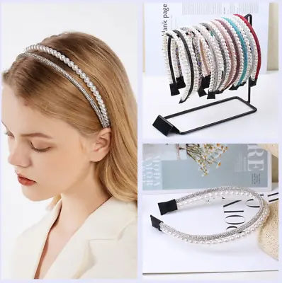 £3.49 • Buy Fashion Double Layer Jewel Gems Pearl Headband Hair Band Girl Ladies Headwear 