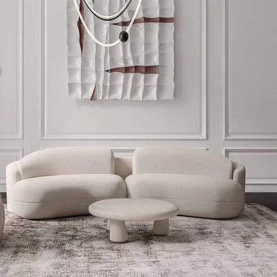 $899 • Buy Skye Curved Fabric Sofa/ Designer/Contemporary/ Modern/4-seat