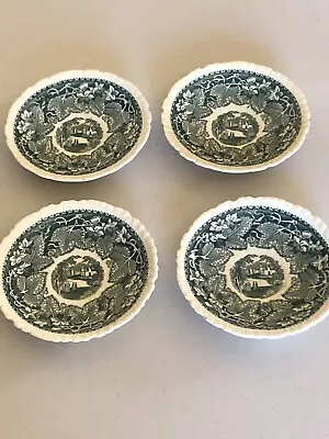 4 Antique Mason’s Patent Ironstone China Green “ Vista “ Saucers Orate Rim 475” • $40