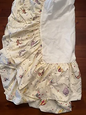 Vintage Disney Classic Pooh Baby Crib Dust Ruffle Bed Skirt Red Calliope 1996 • $19.99