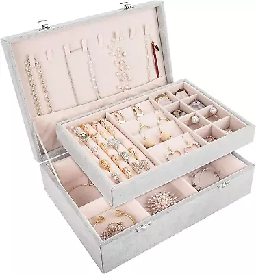 2 Layer Jewelry Organizer Box Velvet Removable Tray For Necklace Stud Earrings  • $21.19