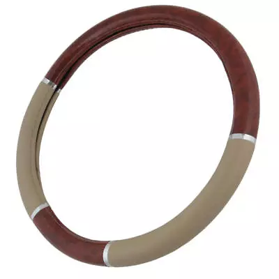 Wood Grain Two Tone Leather Steering Wheel Cover Universal Size 14.5-15.5  • $16.66