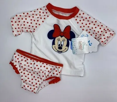 Girls 3-6M Adorable Disney Baby 2-Piece Minnie Mouse Swimsuit UPF 50+ • $11.01