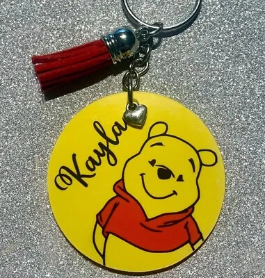 Winnie The Pooh Disney Inspired Personalised Keyring. Handmade Novelty Gift! • £4.09