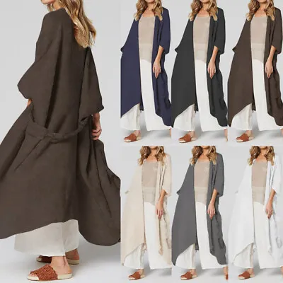 UK Women Casual Loose Open Long Kimono Cardigan Bikini Cover Up Coat Jacket Tops • £7.91