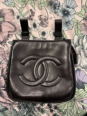 CHANEL CC Logos Waist Bum Bag Black Lambskin Vintage  • $1300