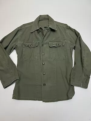 Vintage 60s US Army Sateen OG-107 Vietnam Longsleeve Shirt Mens Sz Medium Green • $39.99