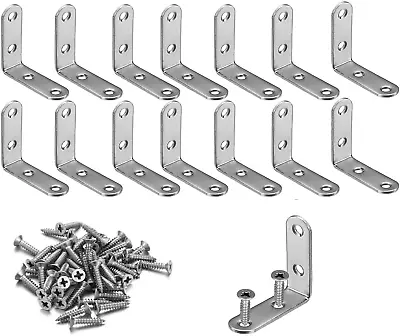 Wdwlbsm 14 PCS Stainless Steel L Corner Brackets Heavy Duty Corner Braces 2  X 2 • $17.45