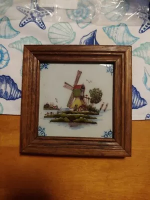 Vintage Beautiful Delft Makkum Tichelaar Dutch Windmill Tile Full Color • $39