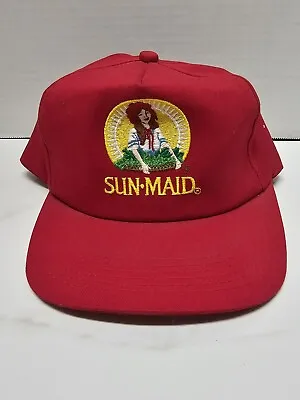 Vintage Sun-Maid Raisins Embroidered Red Snapback Trucker  Cap Adjustable  • $21.21