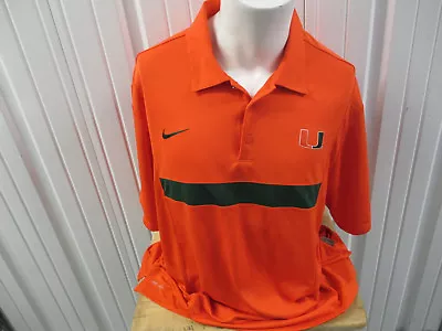 Vintage Nike Um Miami Hurricanes 2xl Orange Collar Polo Dri-fit Shirt Pre-owned • $29.99