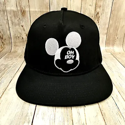 NEFF Mickey Mouse Disney Black Cap Hat Snapback Flat Brim Adjustable - Oh Boy • $14.36