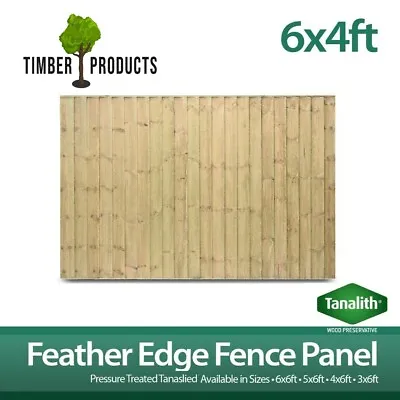 £37.99 • Buy 6 X 4 Tanalised Pressure Treated Feather Edge Panels Heavy Duty Garden Fence 6x4