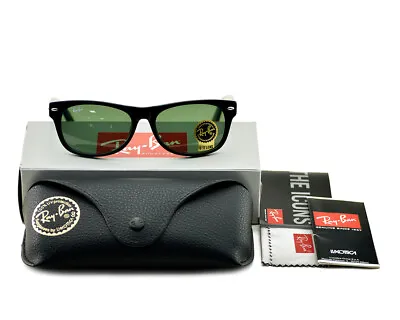 Ray-Ban Sunglasses RB2132 New Wayfarer Classic Black Frame Green Lenses 52mm • $65.89