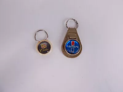 Vintage Leather Car Keychain  Camaro  And Plastic Keychain Cadillac • $18