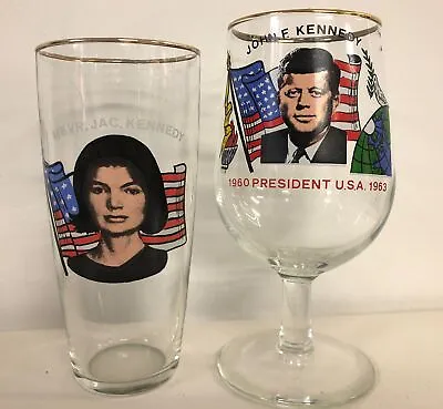 J. F. Kennedy Jacqueline Jacky Glass Bierglas Vintage Memorial Collectors Set • £13.99