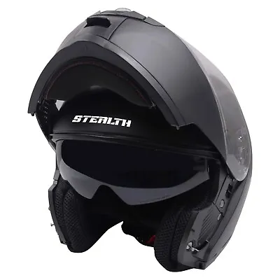 Stealth V159 ECE2206 Motorcycle Motorbike Flip Modular Helmet Plain Matt Black • $93.37