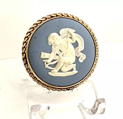 VINTAGE SIGNED VAN DELL WEDGEWOOD 12k GOLD FILLED CHERUB BROOCH PENDAN • $26