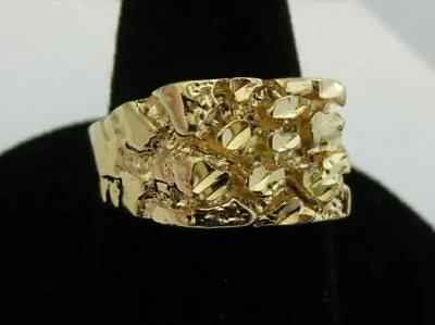 Mens 14kt Gold Plated  Designer Nugget Squared Off Ring Style R1 In Sizes 5-13 • $12.71