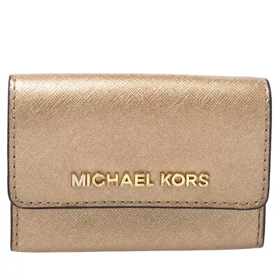 Michael Kors Metallic Gold Leather Flap Card Holder • $115.50