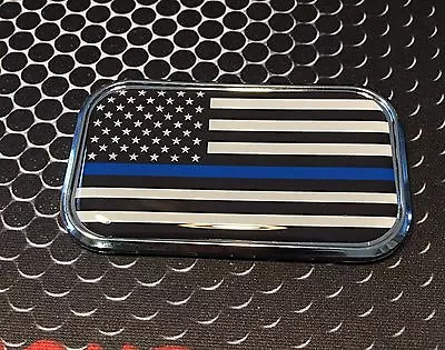 THIN BLUE LINE Domed CHROME Emblem Proud USA Police Flag Car Sticker 3D 3 X 1.8  • $11.49