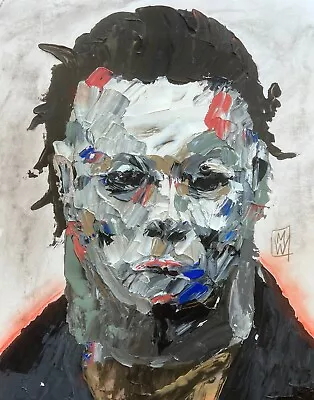 ORIGINAL Abstract Michael Mike Myers Palette Knife Horror Holloween Art Painting • $129