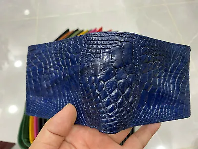 Genuine Alligator Crocodile Leather Skin Men's Money Clip Bifold Wallet Blue • $39.50