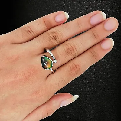 4 Ct Natural Doublet Fire Opal 925 Sterling Silver Adjustable Ring For Unisex • $69.69