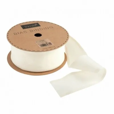 Essential Trimmings 50mm Polycotton Bias Binding Tape Cream - Per Metre • £1.49