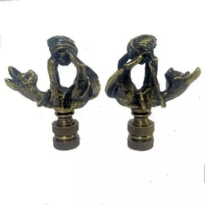 Lot Of 2...cat With Yarn Lamp Shade Finials- Antique Brass Finish  #111 • $18