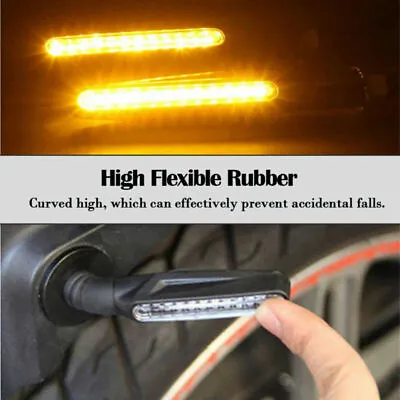 2x Universal Motorcycle Flexible LED Turn Signals Amber Lights Blinker Indicator • $16.69